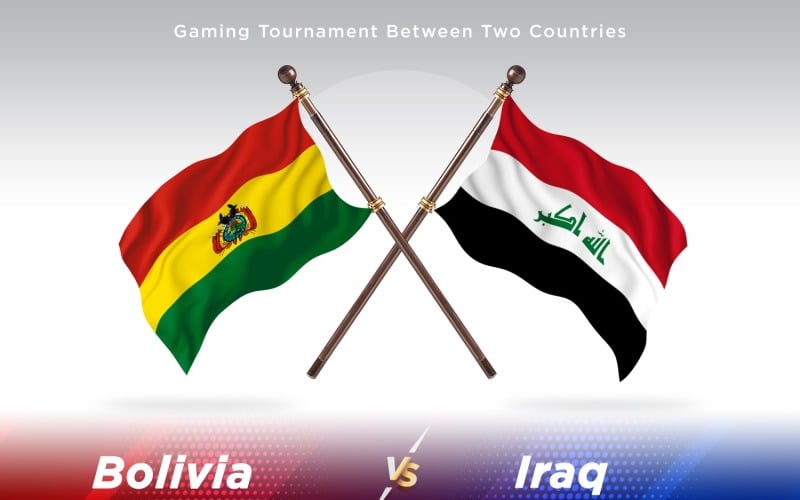 Bolivia versus Iraq Two Flags Illustration