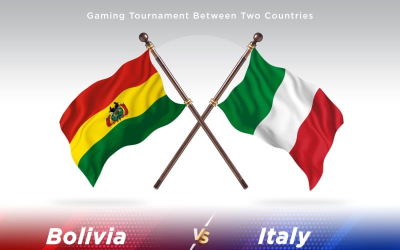 Bolivia versus Italy Two Flags Illustration