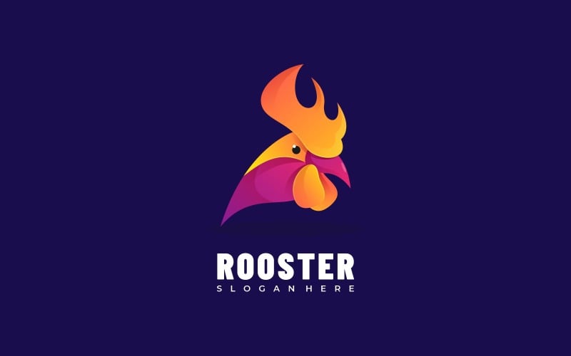 Rooster Head Gradient Logo Logo Template