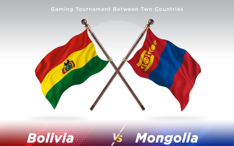 Bolivia versus Mongolia Two Flags Illustration