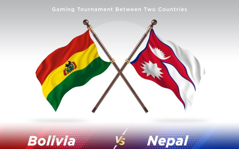 Bolivia versus Nepal Two Flags Illustration