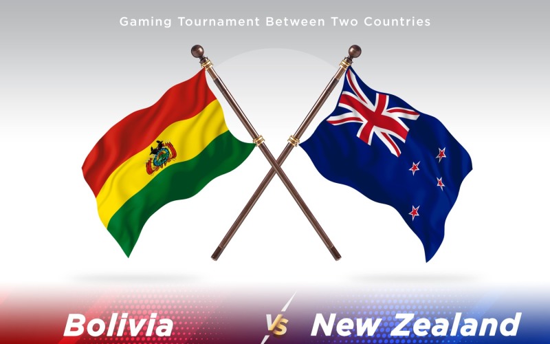 Bolivia versus new Zealand Two Flags Illustration