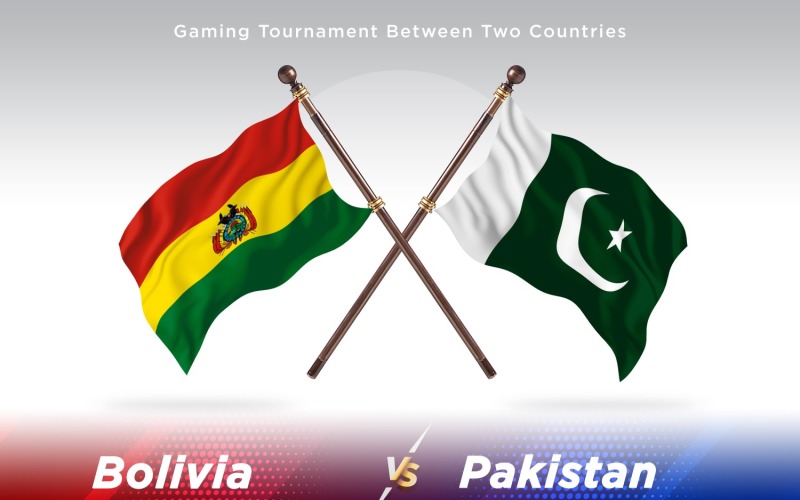 Bolivia versus Pakistan Two Flags Illustration