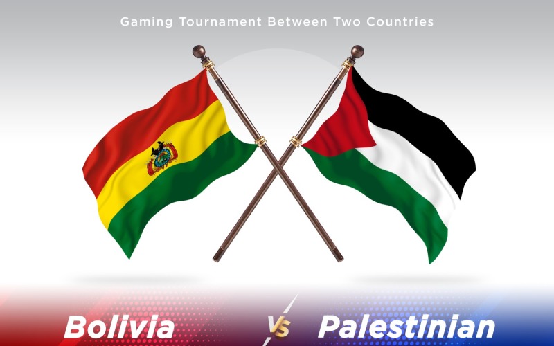 Bolivia versus Palestinian Two Flags Illustration