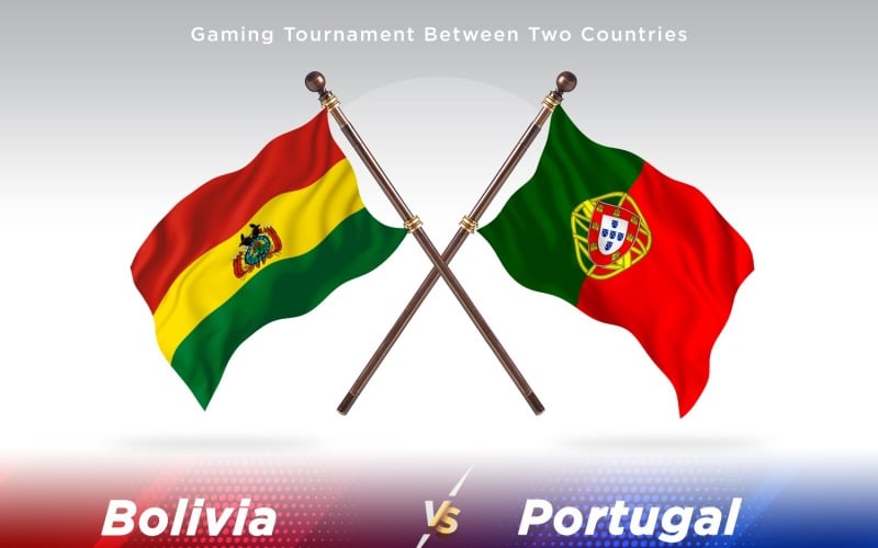 Bolivia versus Portugal Two Flags Illustration