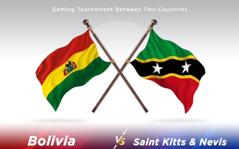 Bolivia versus saint Kitts and Nevis Two Flags Illustration