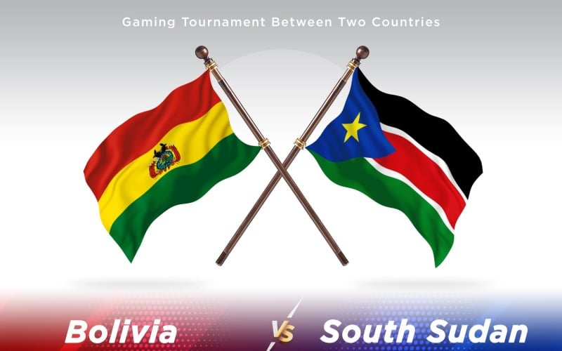Bolivia versus south Sudan Two Flags Illustration