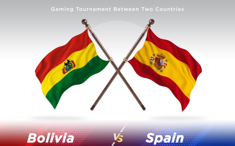 Bolivia versus Spain Two Flags Illustration