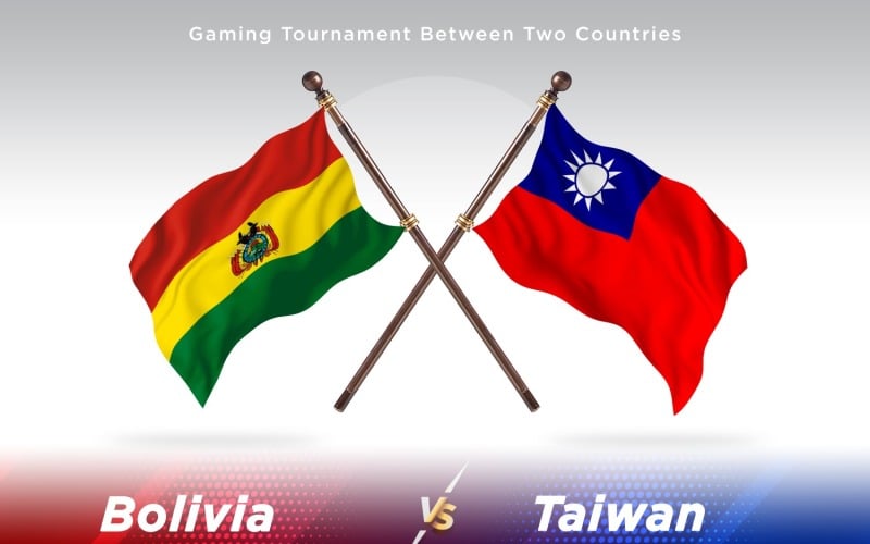 Bolivia versus Taiwan Two Flags Illustration