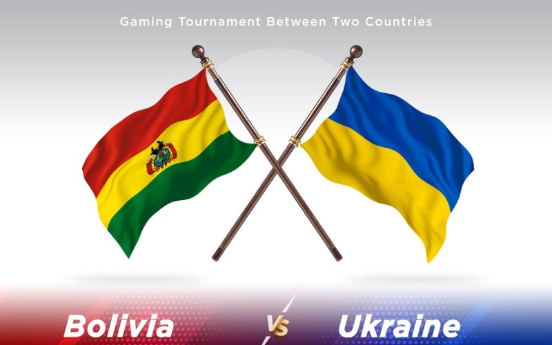Bolivia versus Ukraine Two Flags Illustration