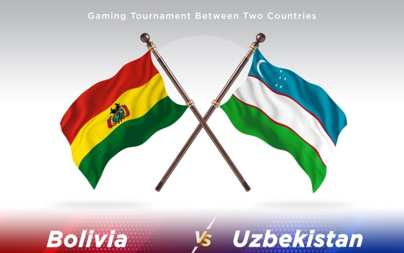 Bolivia versus Uzbekistan Two Flags Illustration