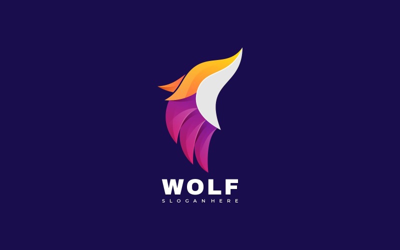 Howling Wolf Gradient Logo Style Logo Template