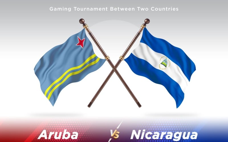 Aruba versus Nicaragua Two Flags Illustration