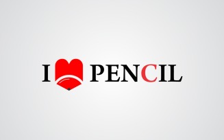 I Love Pencil Logo Design Template