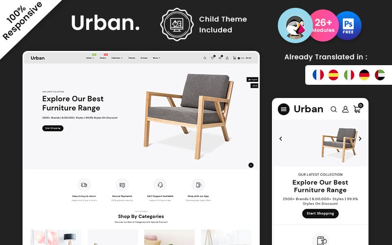 Urban – Interior and Furniture Multipurpose Prestashop Store PrestaShop Theme
