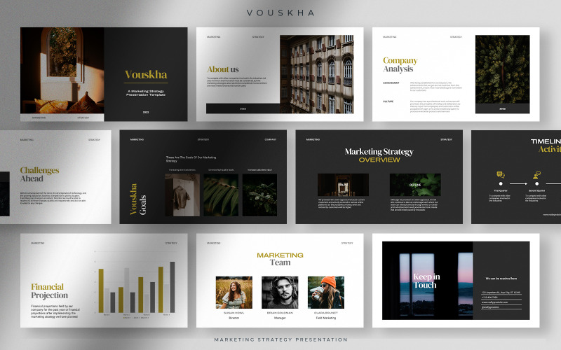 Vouskha - Bold Professional Marketing Strategy Presentation PowerPoint Template