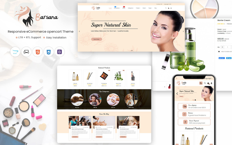 Barsana Advanced Beauty Store Theme for Opencart OpenCart Template