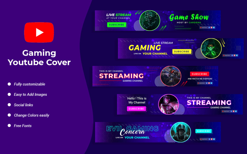 Gaming Youtube Cover Template Social Media