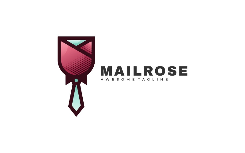 Mail Rose Color Line Logo Logo Template