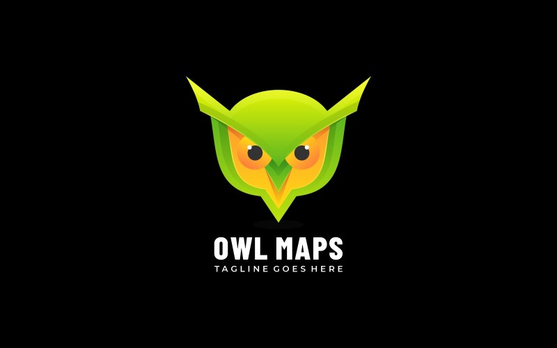 Owl Maps Gradient Logo Style Logo Template