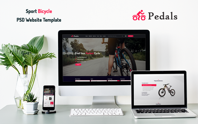 Pedals - Sport Bicycle PSD Website Template PSD Template