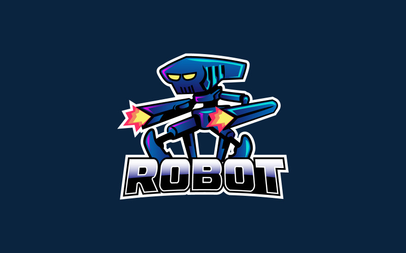 Robot Mascot Team Logo Design Concept Illustration