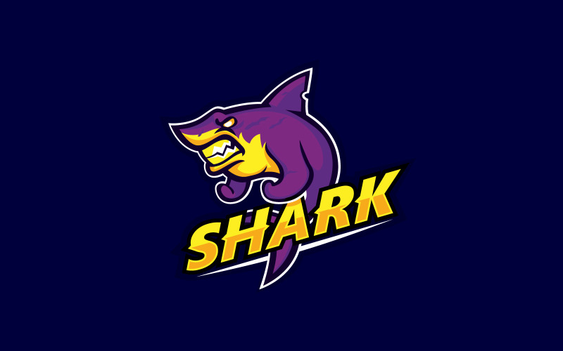 Shark Mascot Logo Design Concept Illustration
