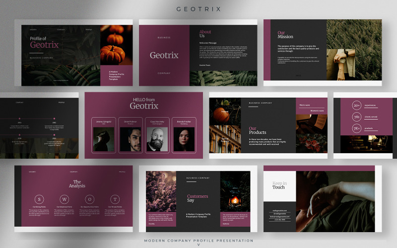 Geotrix - Grape Juice Modern Company Profile Presentation PowerPoint Template