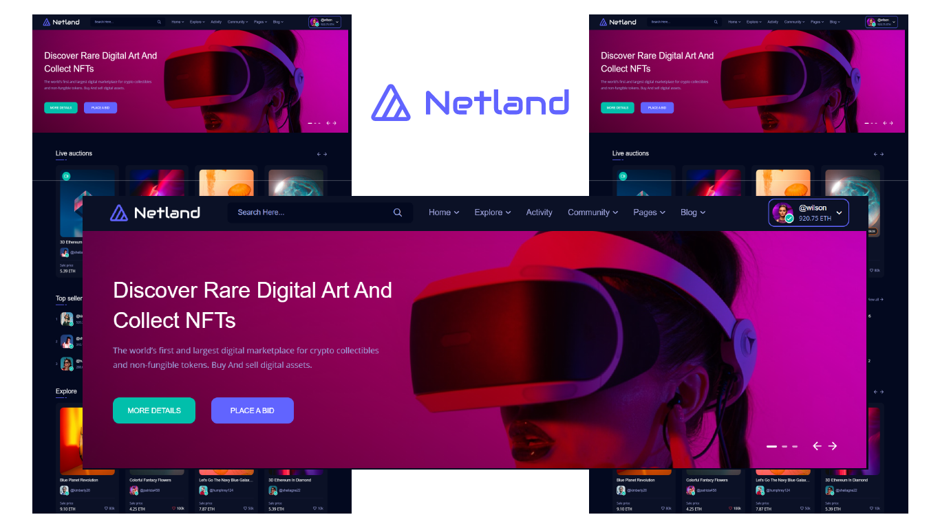 Netland – NFT Marketplace HTML5 Template