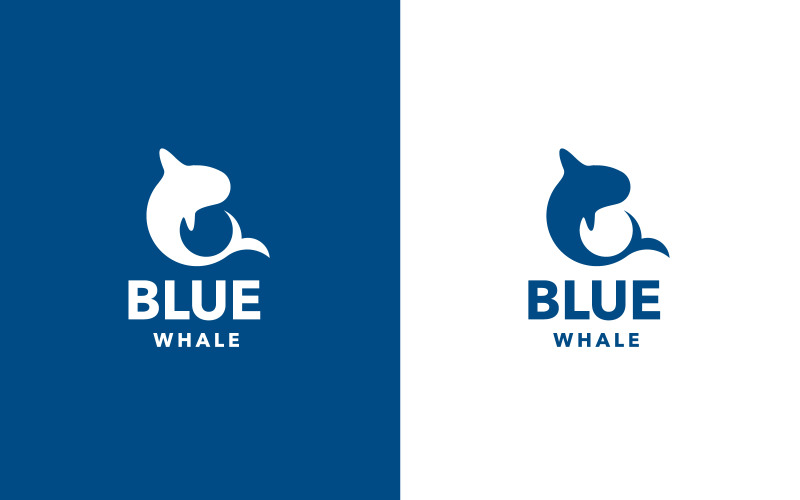 Blue Whale Logo Design Concept Illustration