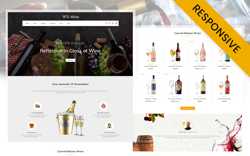DWine - Online Wine Shop Opencart Responsive Theme OpenCart Template