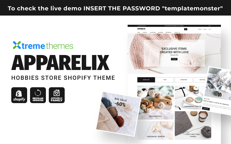 Apparelix Hobbies Store, Handmade Craft Shopify Theme