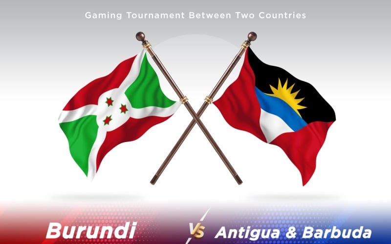 Bosnia versus Antigua and Barbuda Two Flags Illustration
