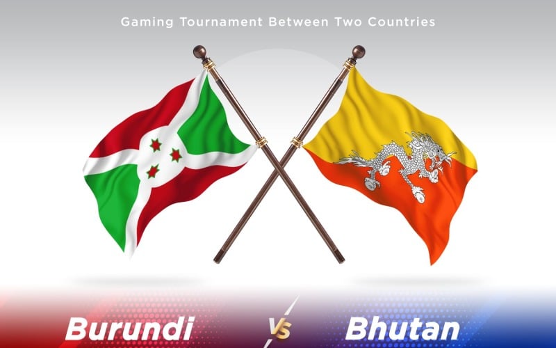Bosnia versus Bhutan Two Flags Illustration