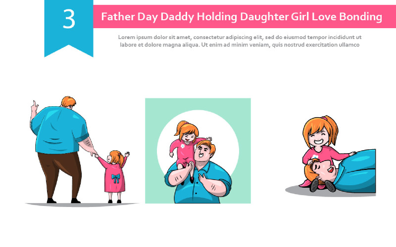 3 Father Day Daddy Holding Daughter Girl Illustration