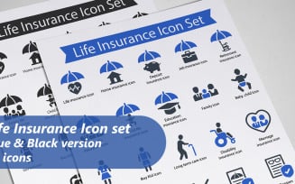 Life Insurance Icon Set Template