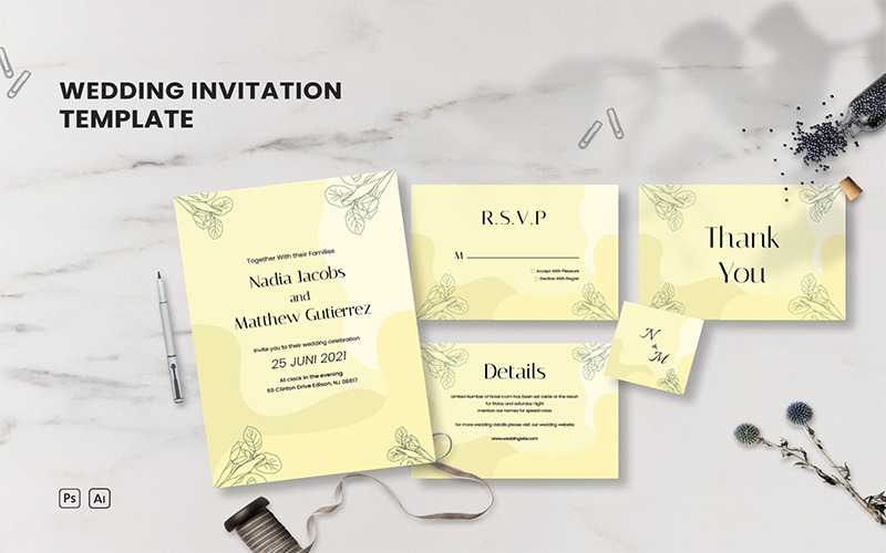 Nadia Jacobs Wedding Set - Invitation Corporate Identity