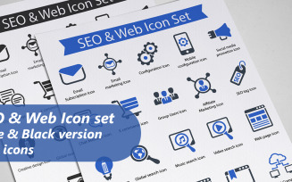 SEO And Web Icon Set Template
