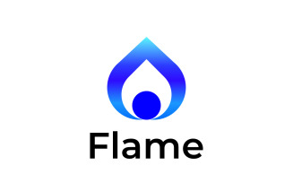 Blue Flame - Fire Burn Gradient Corporate Logo