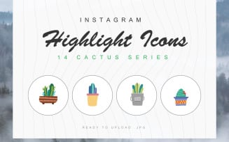 14 Cactus Instagram Highlight Cover Iconset Template