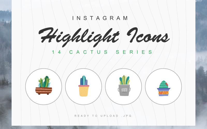 14 Cactus Instagram Highlight Cover Iconset Template Icon Set