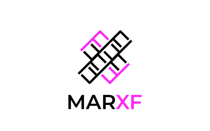 Dynamic Letter X F Line - Pink Logo Template