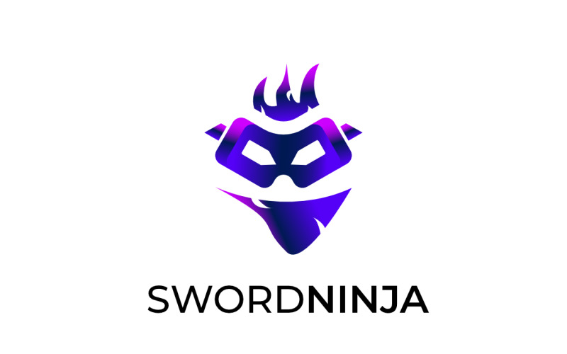Dynamic Sword Ninja Clever Mascot Logo Template
