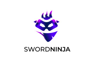 Dynamic Sword Ninja Clever Mascot Logo Template