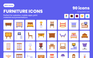 100 Flat Furniture Icons
