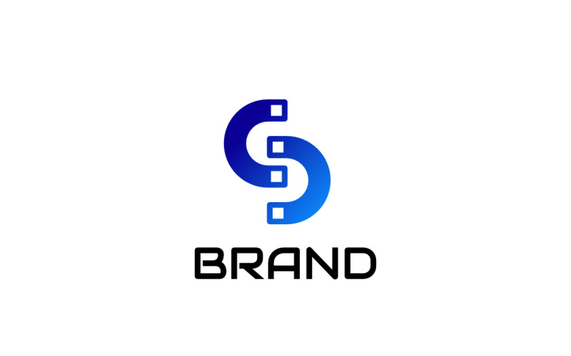 Letter S Tech Blue Gradient Logo Logo Template