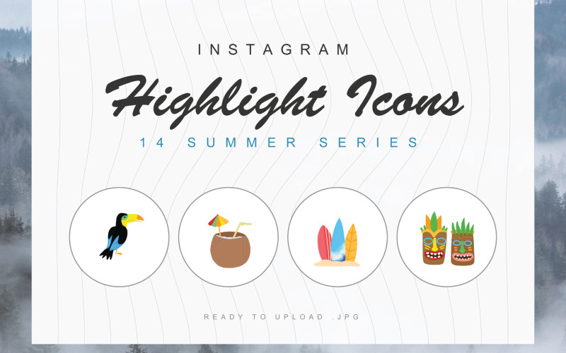 14 Summer Season Instagram Highlight Cover Iconset Template Icon Set