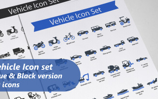 Vehicle Glyph Icon Set Template