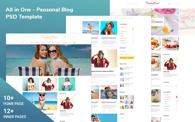 All in One Personal Blog Psd Template PSD Template
