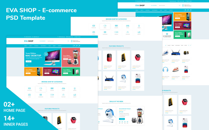 Eva Shop- E-commerce Psd Template PSD Template
